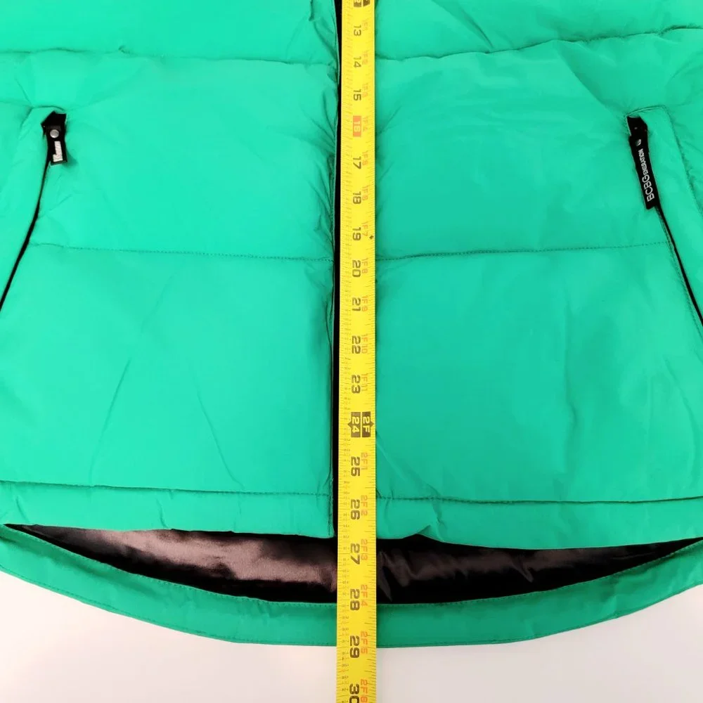 BCBGeneration Size XL Colorblock Hooded Puffer Jacket Kelly Green NWT $228